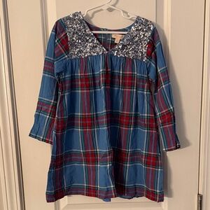 Pink Chicken Blue and Red Plaid Kids Dress